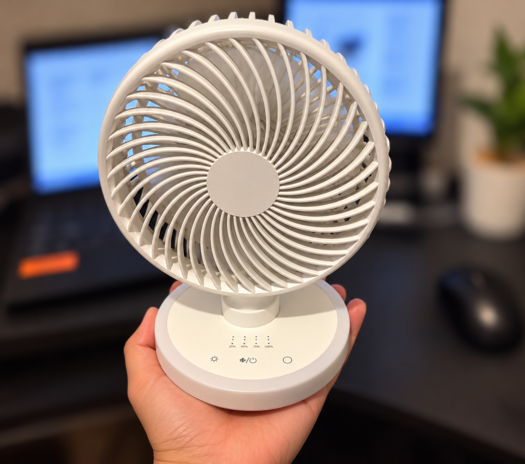 Tillmulya卓上扇風機のコンパクトな本体サイズと前面
