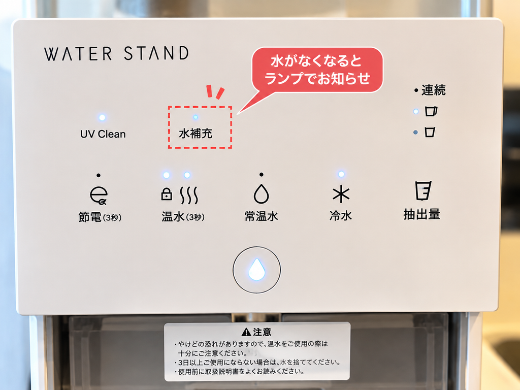 ピュアライフSの水補充ランプ
