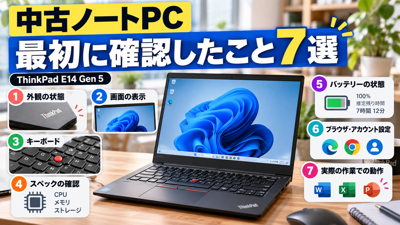 中古ThinkPad E14 Gen 5を購入後に確認した7項目をまとめた実体験レビュー