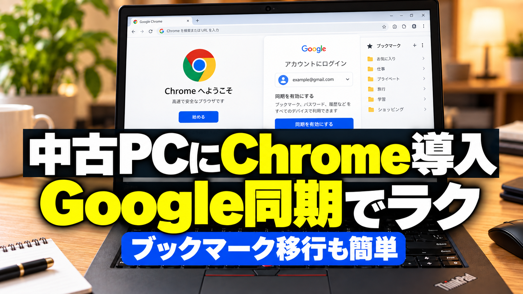 中古ノートPCにChromeを入れてGoogleアカウントとブックマークを同期した実体験